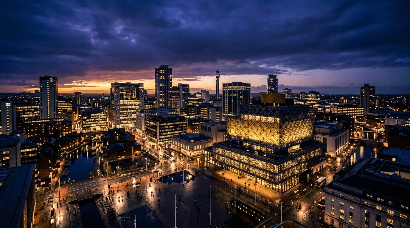 Rage rooms in Birmingham — city skyline