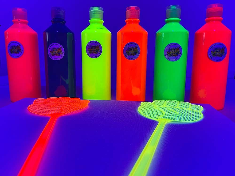 Fluorescent paint and splatter tools at Paint Splat Manchester